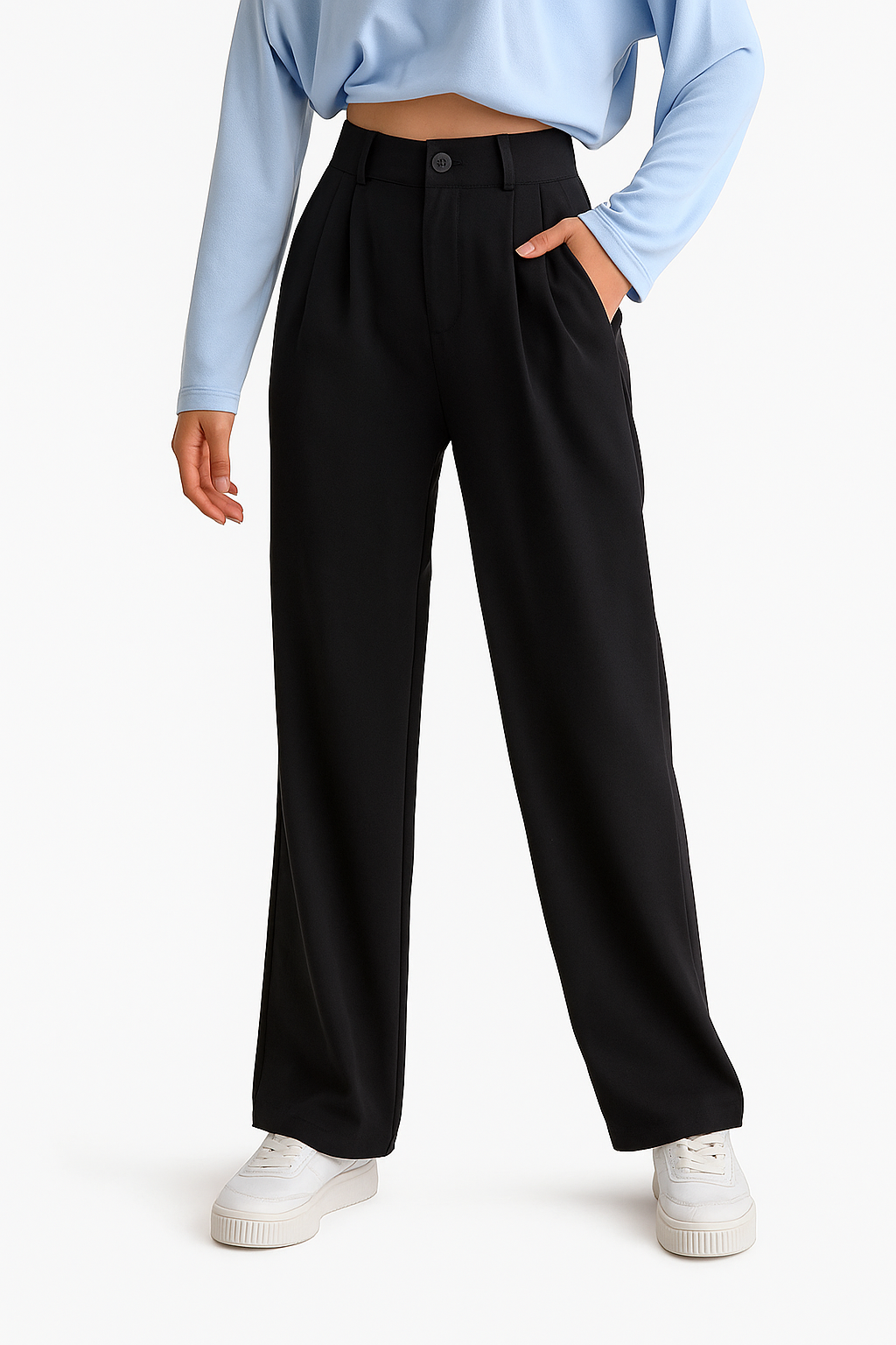 Pantalon Femme Taille Haute Large